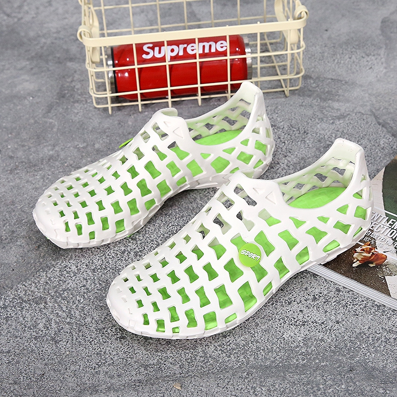 breathable hollow out pure color flat casual beach water sandals