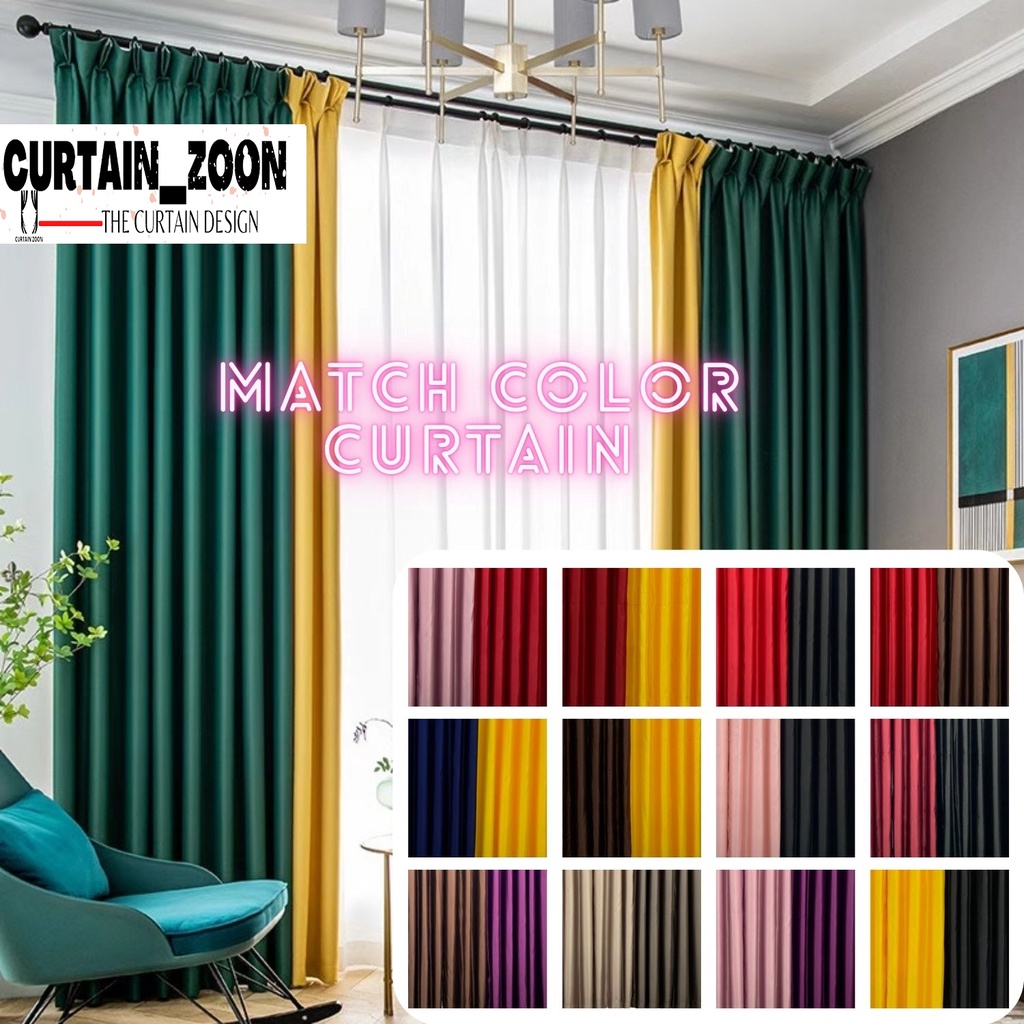 Mix & Match color RING Type Modern Langsir Curtain Semi Blackout ...