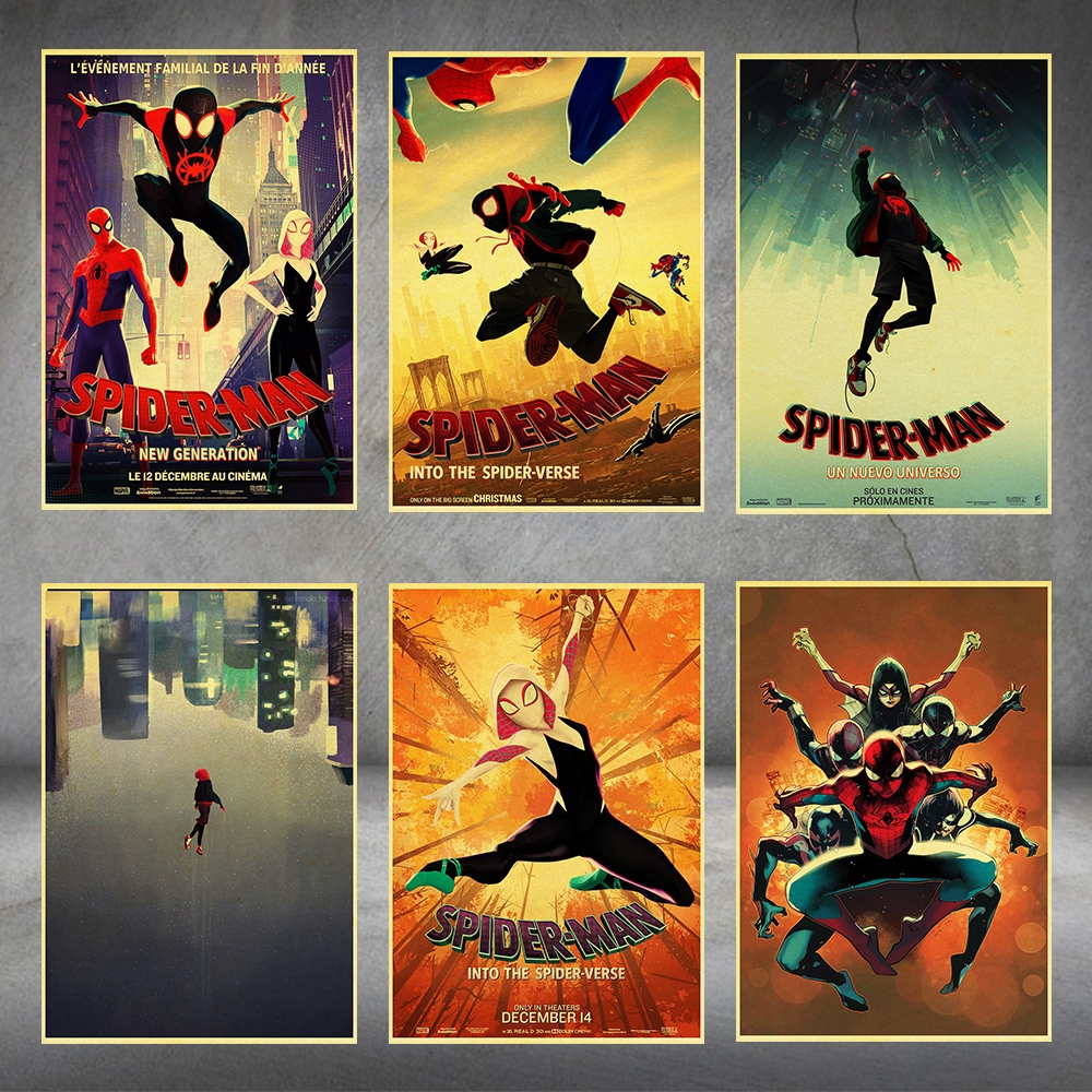 New Marvel Anime Movie Spider-Man: Into the Spider-Verse Retro Poster For  Home Room Bar Cafe Wall Sticker | Shopee Malaysia