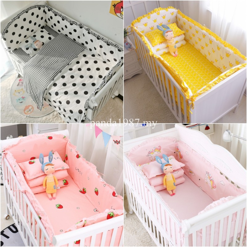 UK Baby Bedding Crib Bumper Infant Bed Cot Safety Protector Cushion Nursery 6Pcs 