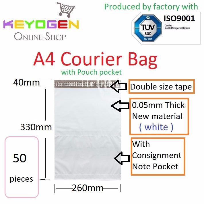 50pcs A4 size Courier plastic Flyer pouch Mailer Bag Packing white Shopee Malaysia