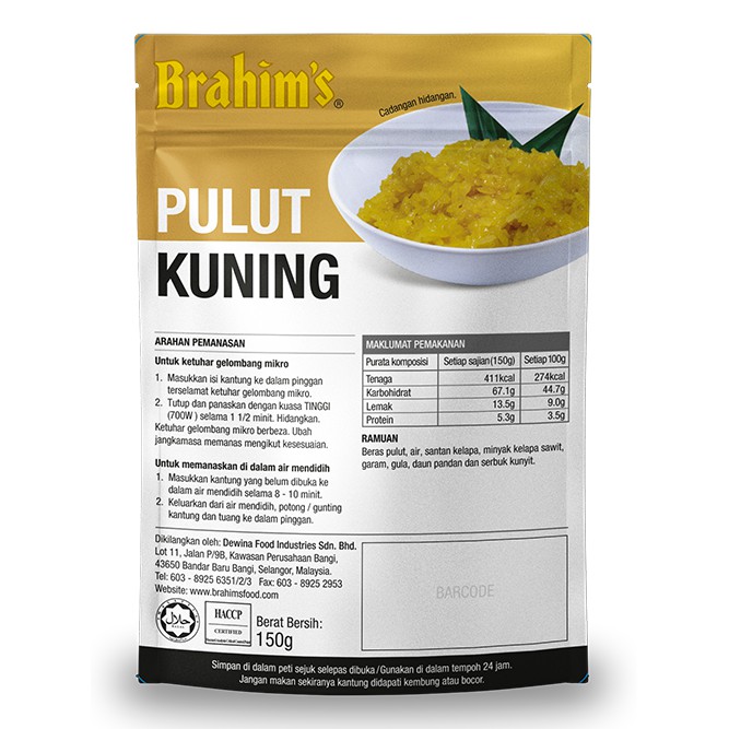 Brahim's Pulut Kuning Yellow Turmeric Glutinous Rice 150g (No Sticker Label) Shopee Malaysia
