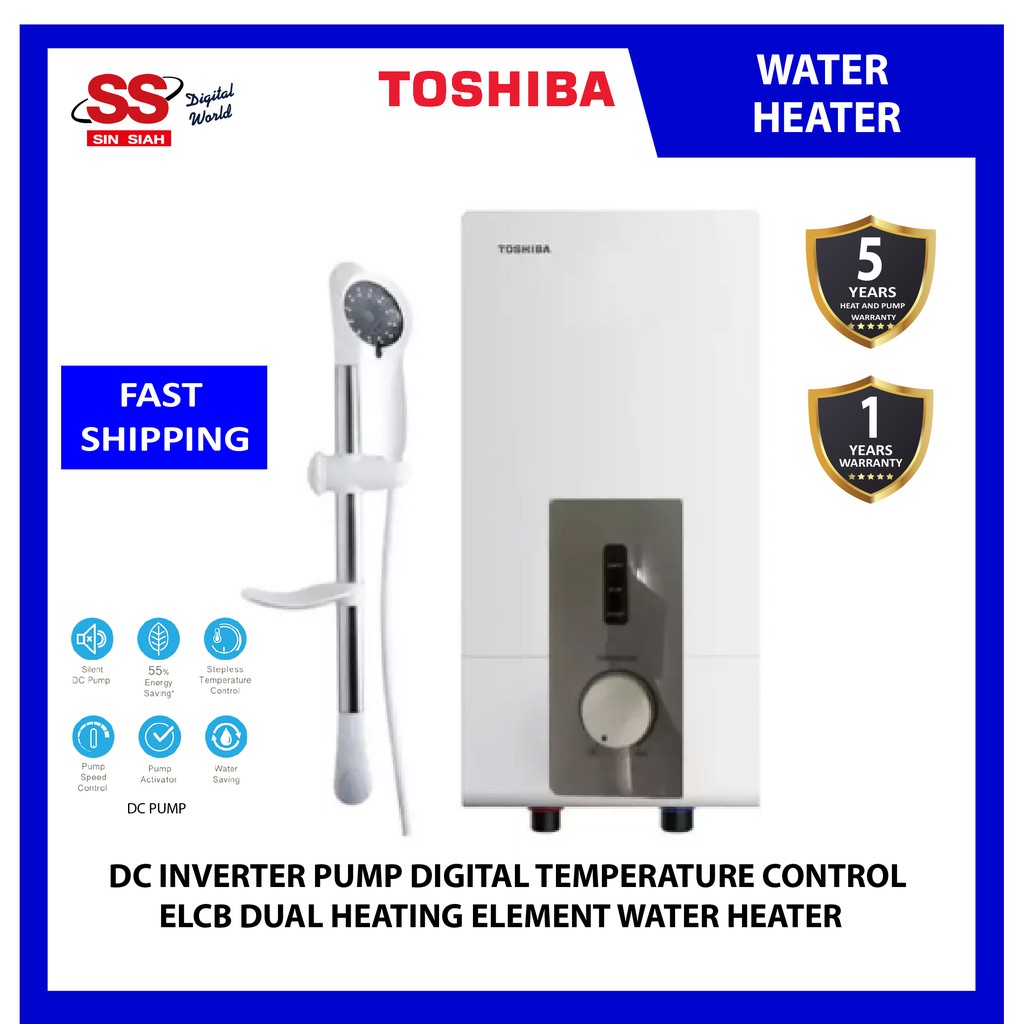 Toshiba 3 8kw Dsk38s3mw A Dc Inverter Pump Japan Technology Digital Temp Control Elcb Dual Element Water Heater Shopee Malaysia