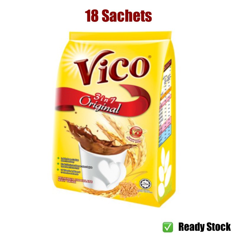 VICO Chocolate Malt Drink 3in1 Original (18's) Shopee Malaysia