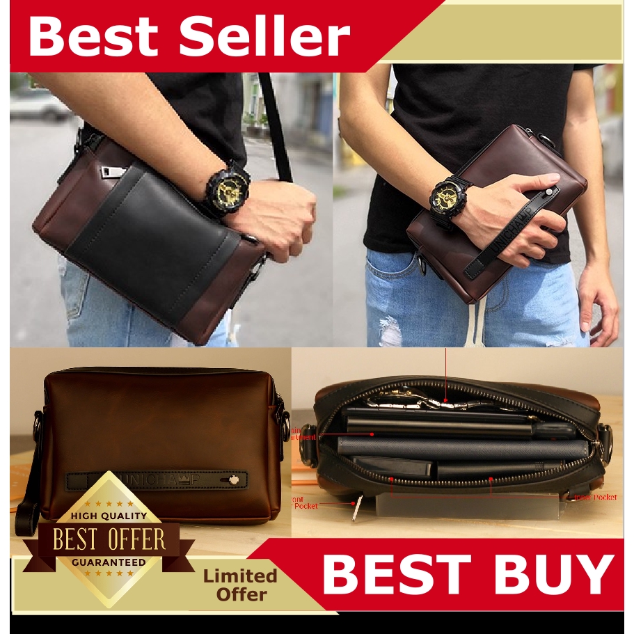 (Promotion) Man Hand Carry and Sling Leather Bag; Beg Tangan Kulit