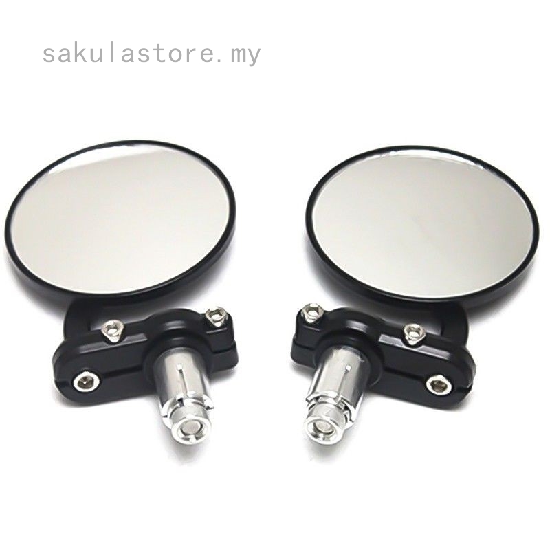 Satin Black 4 Inch Universal Clamp-on Mirror;  fits 7//8 /& 1 inch Handlebars