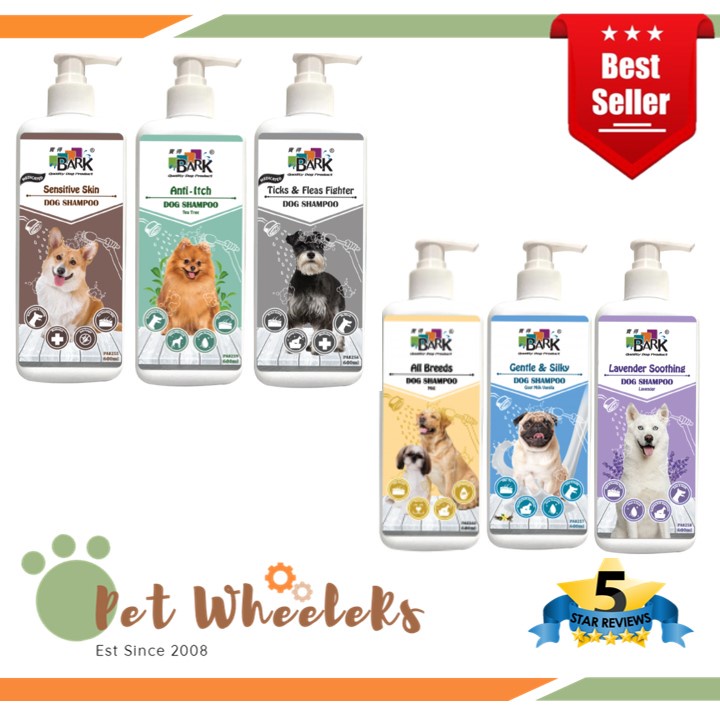 Bark Dog Shampoo Sensitive Skin ,Ticks &Fleas, Gentle & Silky, Lavender