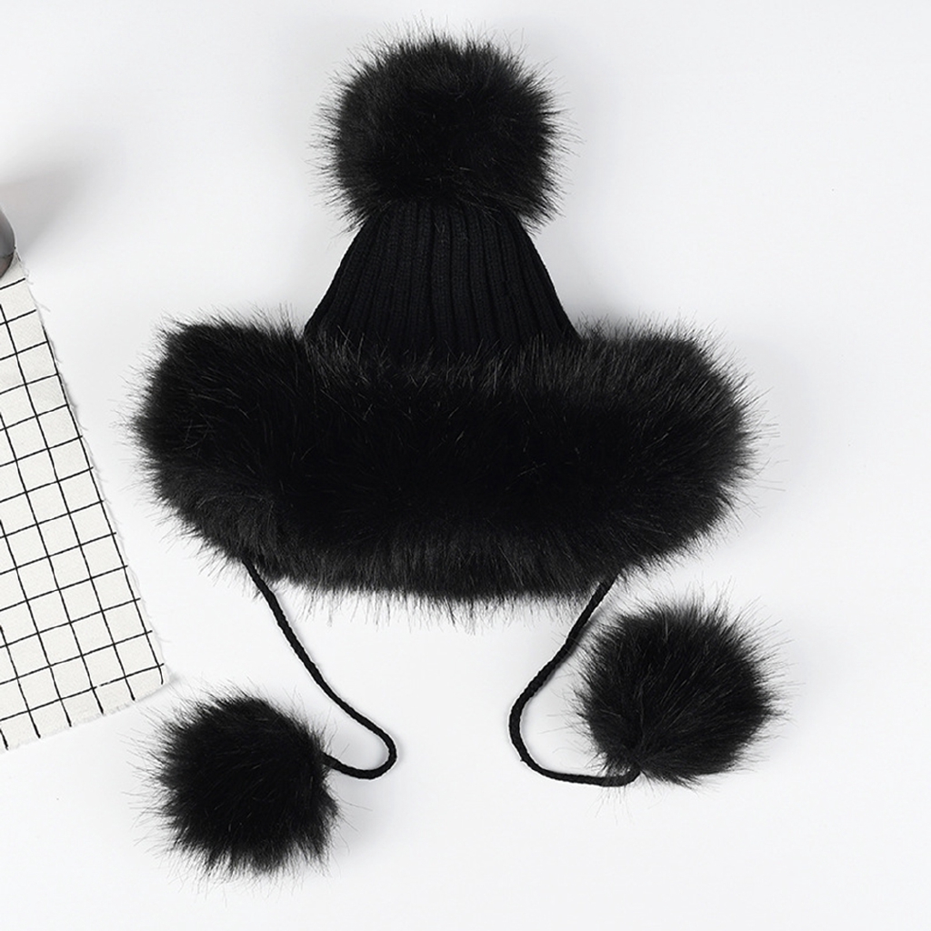 black and white fur hat