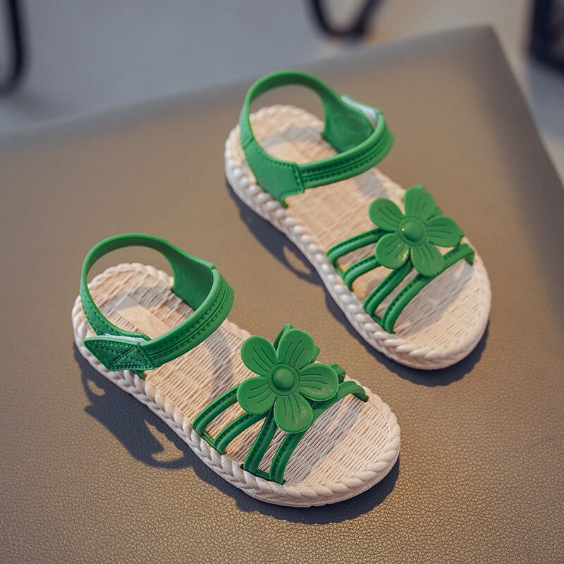 Fashion Summer Childrens Beach Sandal Casual Sweet Flowers Girls Princess Floral Beach Shoes For Kids