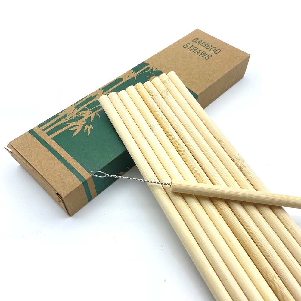 Natural Reusable Biodegradable Eco Friendly Bamboo Straw With Box