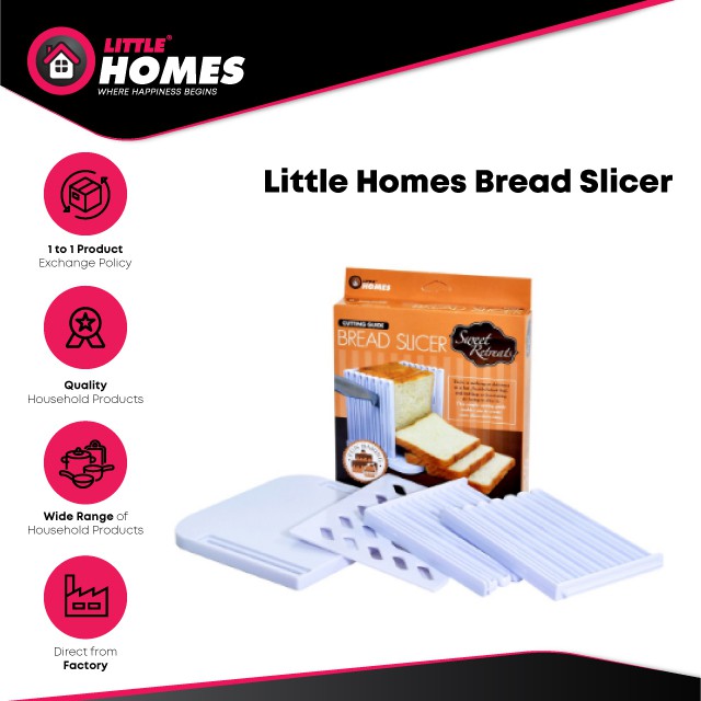 Little Homes Bread Slicer Slices Tools Loaf Toast Cutter Sandwich Cutter Bread Maker Slicing Cutting Guide Mold-White