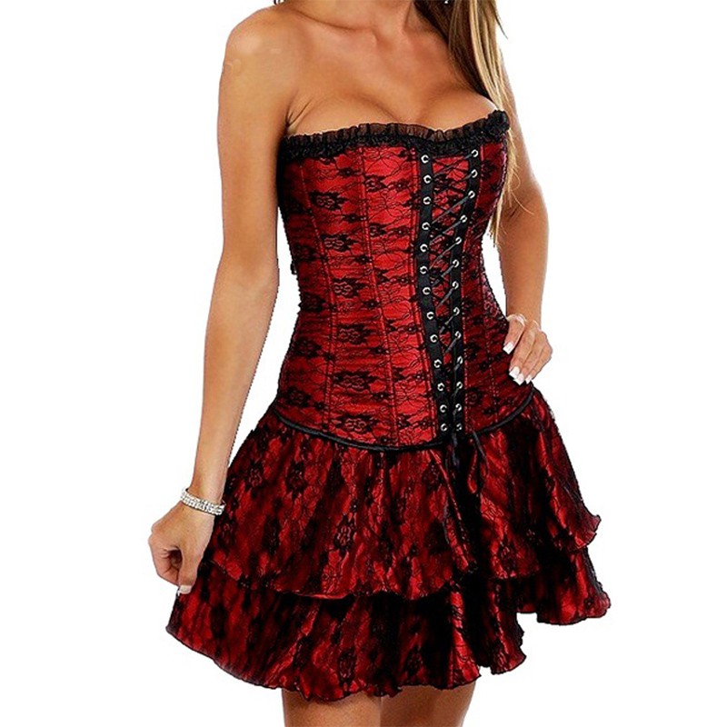 red and black corset dress