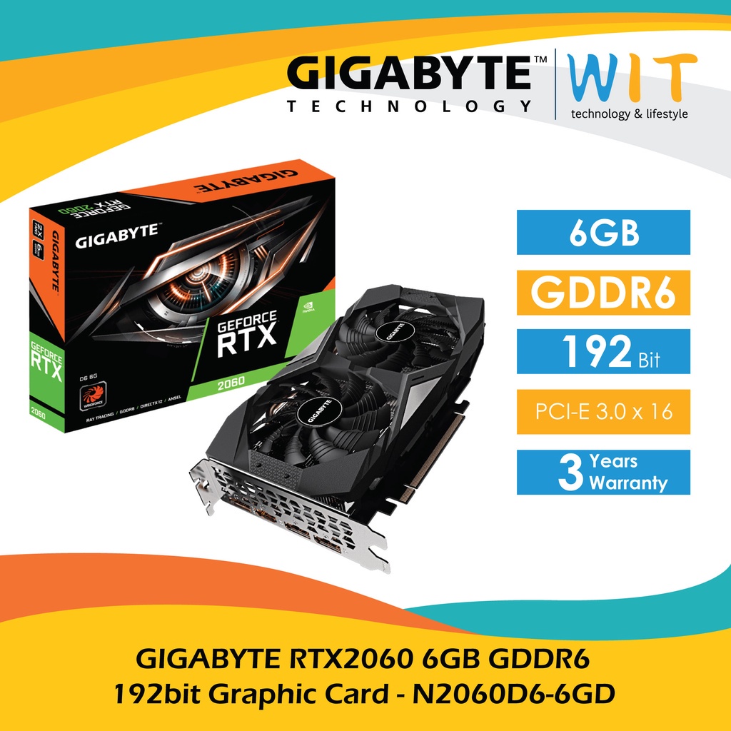 GIGABYTE RTX 2060 6GB GDDR6 192bit Graphic Card GV-N2060D6-6GD