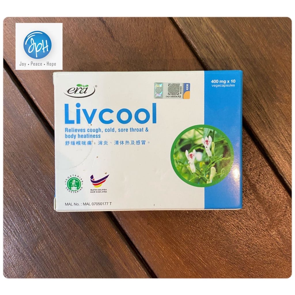 LIVCOOL 热带雪莲 穿心莲 Hempedu Bumi Kalmegh 10 Capsule 胶囊 Relief Cough Cold Sore Throat and Body Heatiness