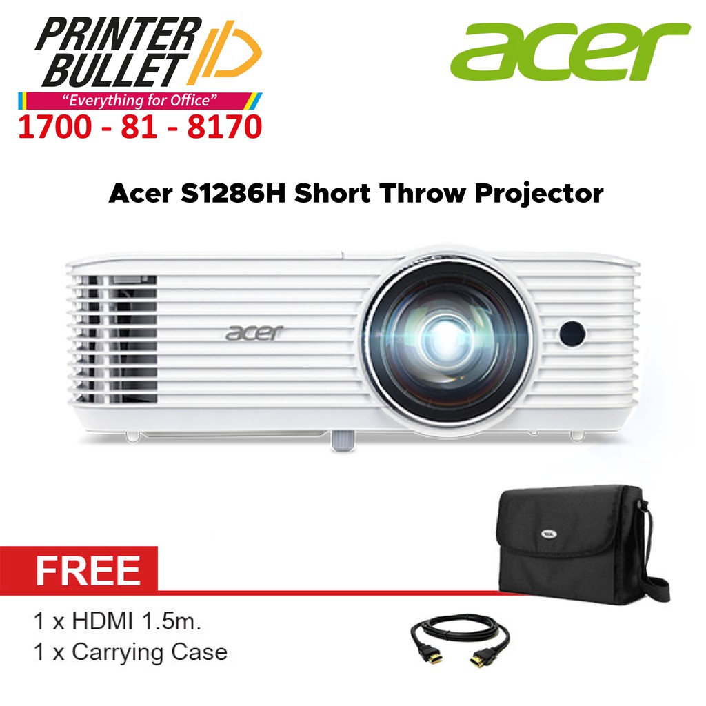 Acer S1286h Short Throw Projector Xga 1024 X 768 Resolution 3500 Ansi Hdmi