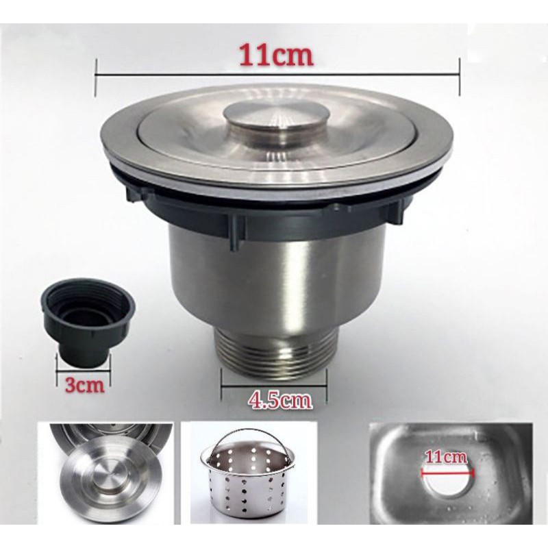 110mm Stainless steel kitchen sink waste c/w drainer Shopee Malaysia