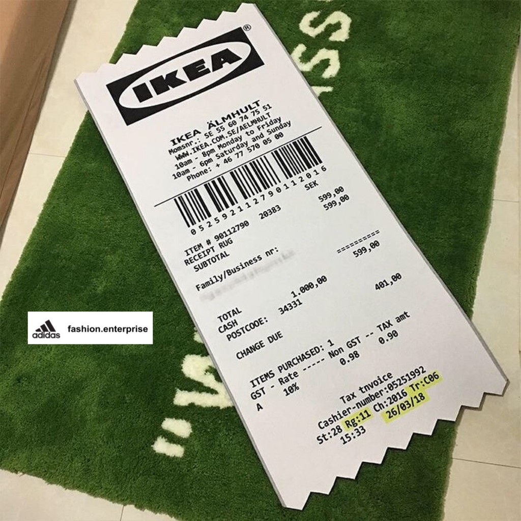 Virgil Abloh X IKEA MARKERAD RECEIPT Rug — The Pop-Up? | lupon.gov.ph