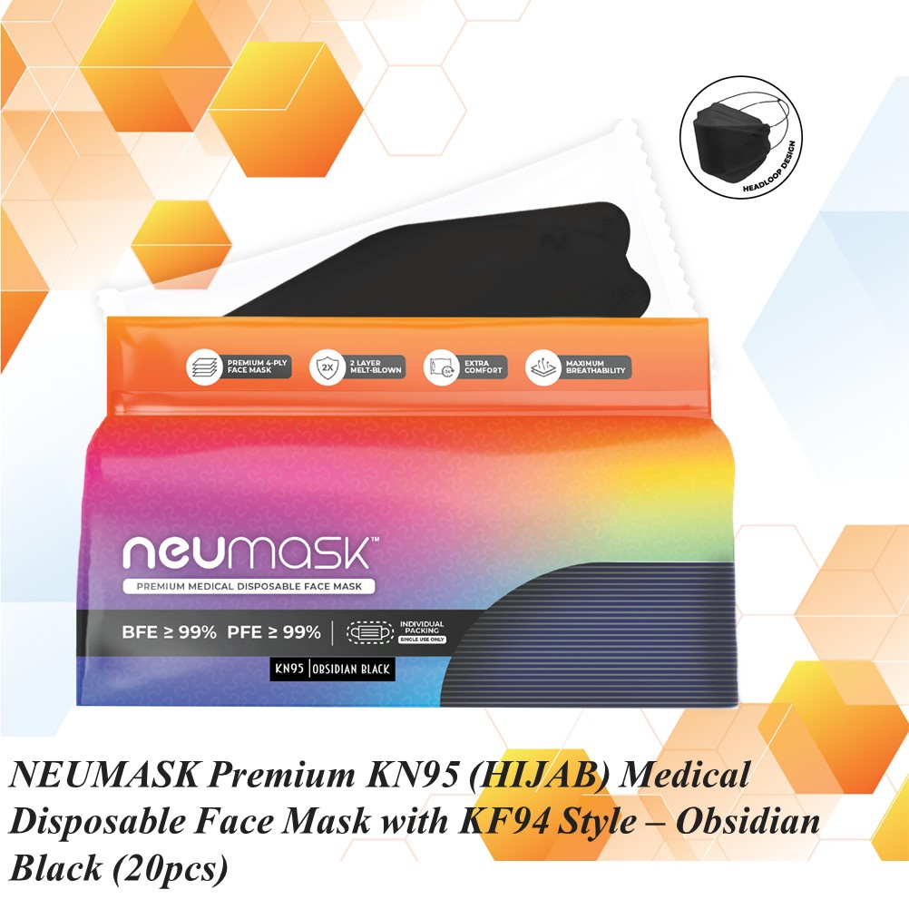 NeuMask Premium KN95 Medical Disposable Headloop Face Mask - Obsidian ...