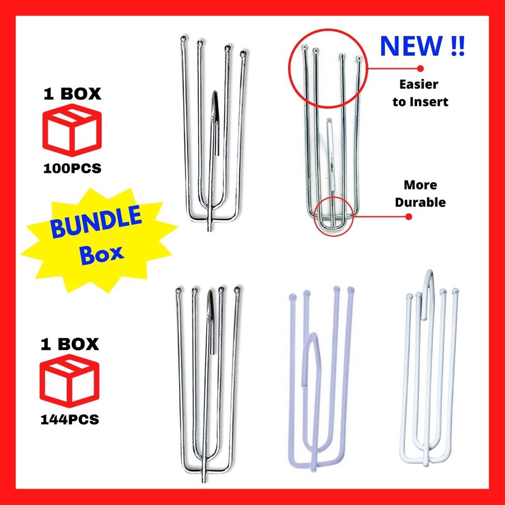 [1 BOX] 4 Pin Curtain Hook / Cangkuk Penyangkut Langsir 4 Pin Pita ...