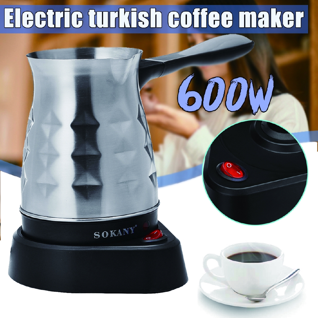 500ml Electric Coffee Maker Pots Kettle 600W Turkish Espresso Percolator Home Stainless Steel Tea Milk Coffee Machine