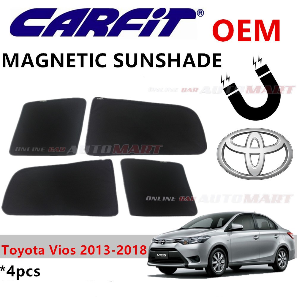 CARFIT OEM Magnetic Custom Fit Sunshade For Toyota Vios Yr 2013-2018 (4pcs)