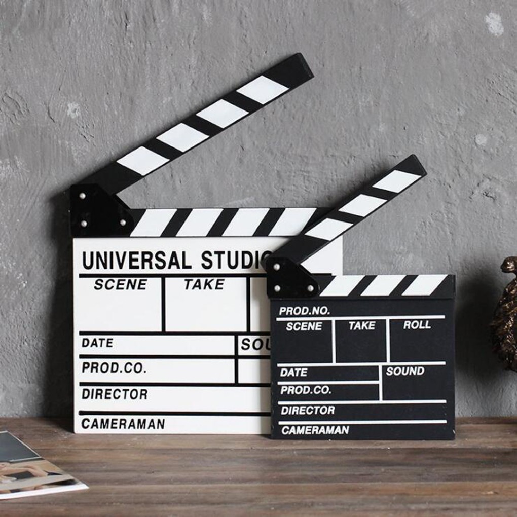 Director's Film Clapboard Action Scene Clapper Board Wooden Movie Film Clap Slate,L,Black