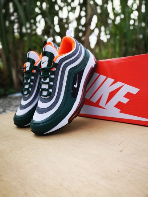 green orange air max 97