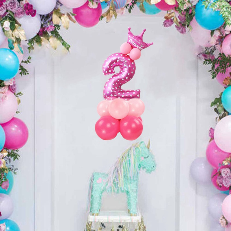 32inch Gold Crown Number Foil Balloons For Kid Birthday Party