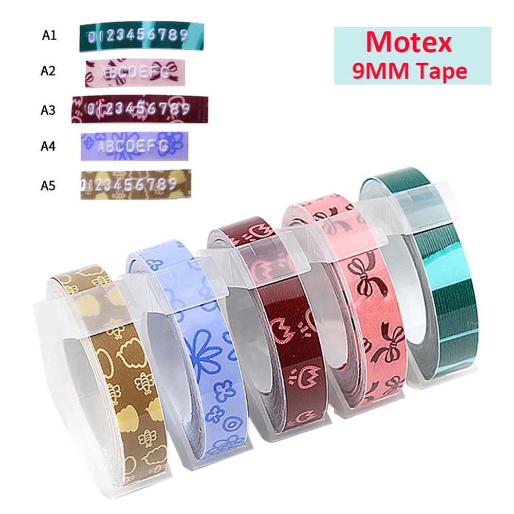 5Rolls DIY Motex 3D Embossing Label Tape 9mm Refill Tapes for Dymo 1880