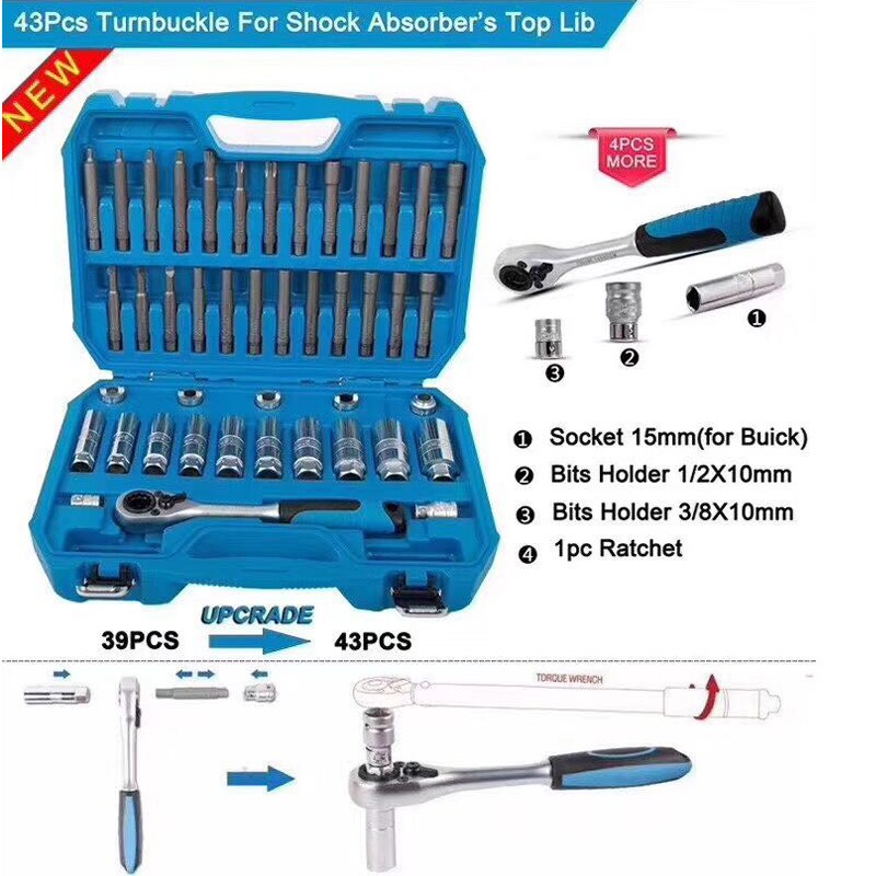 43pcs Steering Hub Suspension Shock Absorber Strut Nut Removal Tool Go