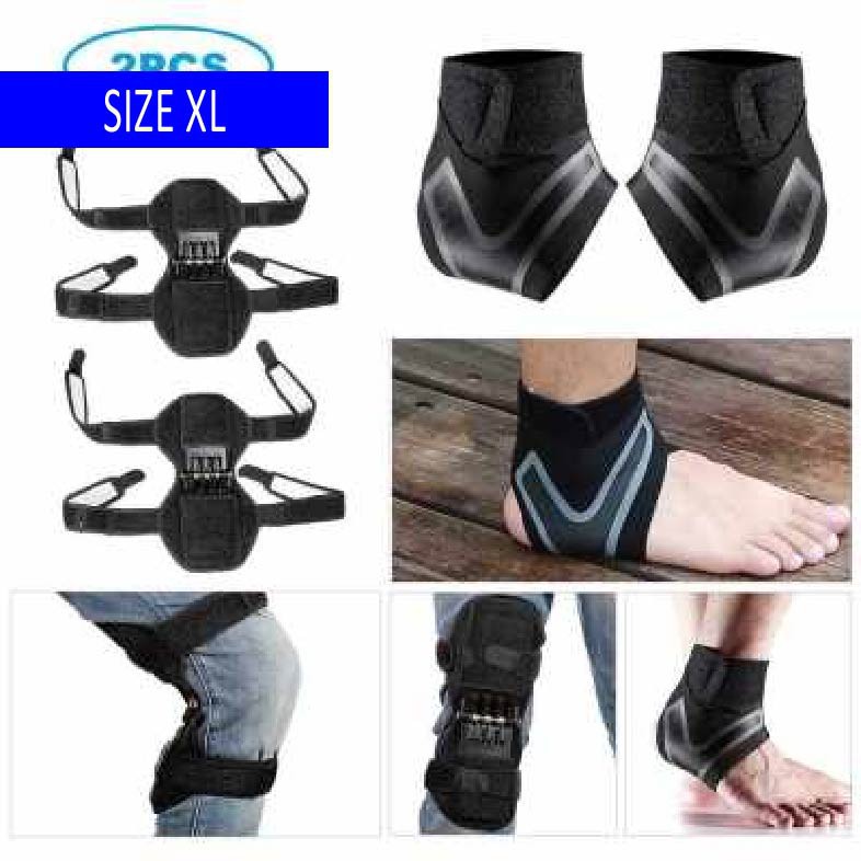 Joint Support Knee Pads Ankle Pad Breathable Non-slip Lift Knee Pads Powerful Rebound+Ankle Support (Xl)