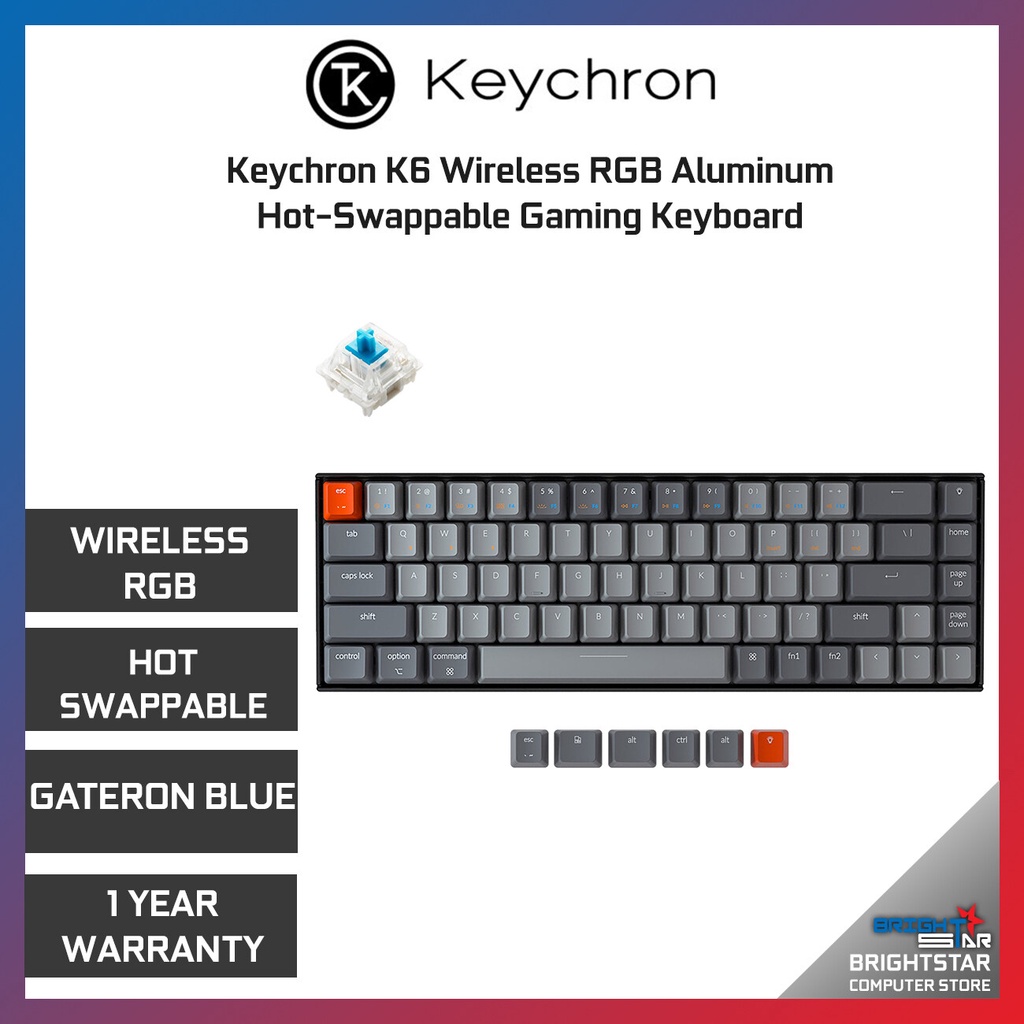 Keychron K6 Wireless RGB Aluminum Frame Mechanical Keyboard ( With Hot ...