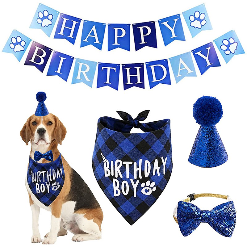 Dog Birthday Decoration Dog Birthday Bandana Hat Scarf Happy Birthday