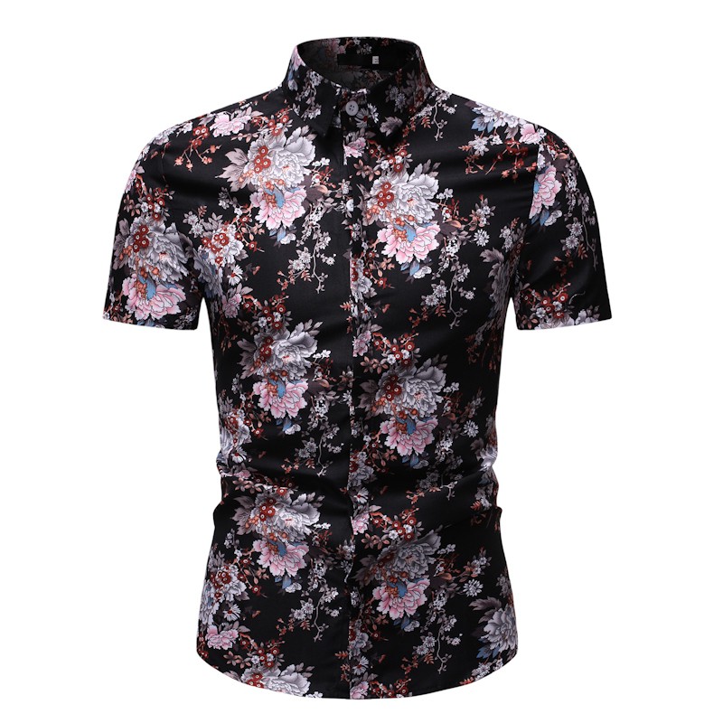 Men's Floral Summer Batik Short Sleeve Printed Fashion Shirt Baju Bunga ...