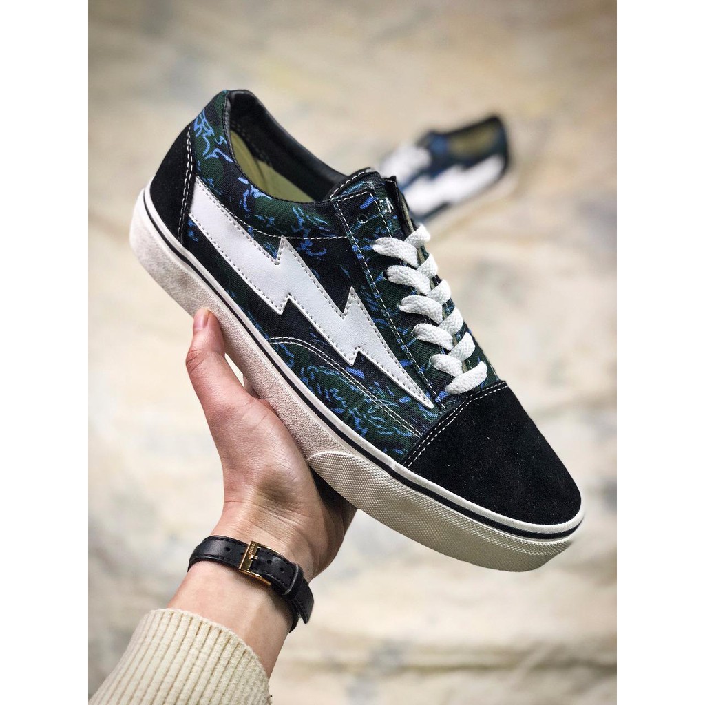 blue canvas vans edition thunder sneakers