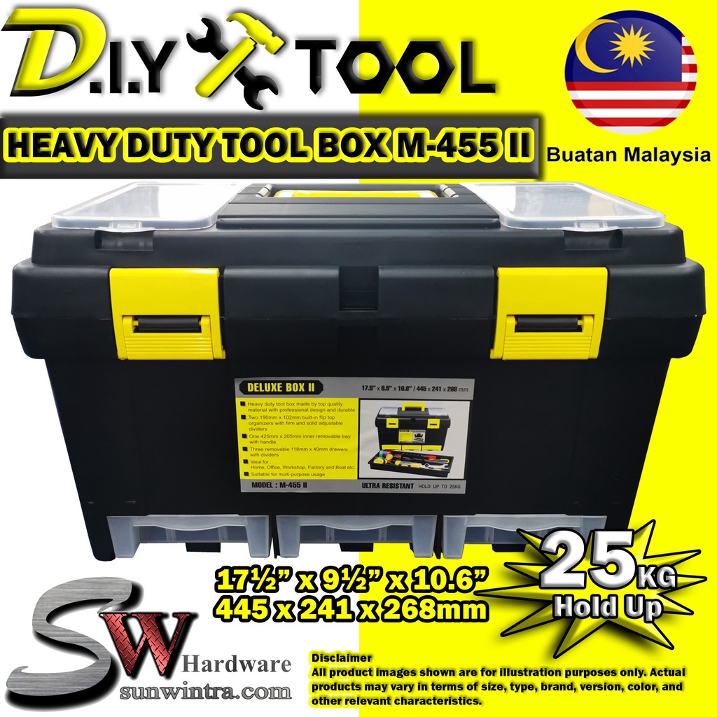 SW Hardware 17-1/2" Heavy Duty Tool Box Deluxe Box II M-455 II M455II M 455II