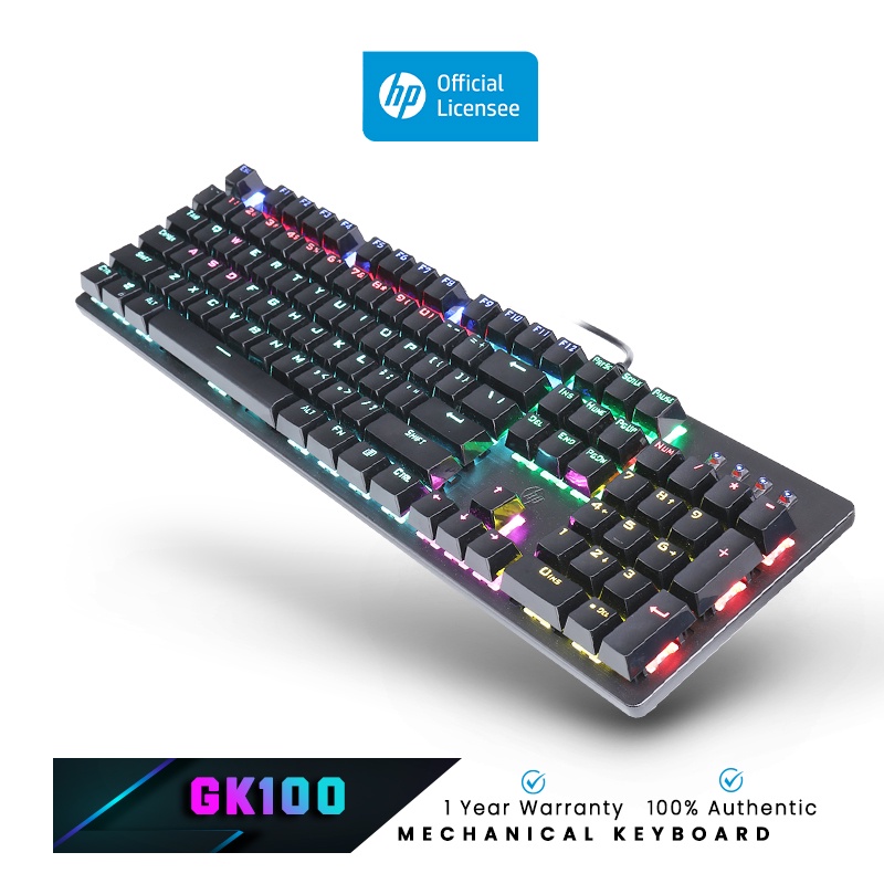 HP GK100 High Perfromance AntiGhosting Mechanical Gaming Keyboard USB Rainbow Backlit LED