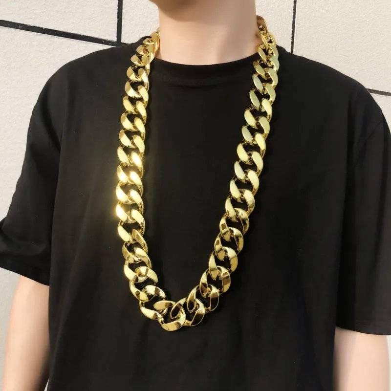 Rantai Lelaki Alat Peraga Rantai Emas Besar Yang Berlebihan Aksesori Prestasi Kasar Lelaki Tidak Luntur Kalung Emas Palsu Simulasi Hip Hop Perhiasan Pasang Surut Shopee Malaysia