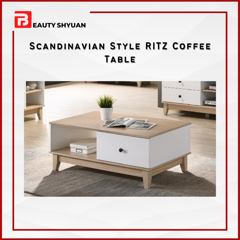 RITZ Coffee Table Modern Wood Table Living Room Table Meja Kopi Ruang