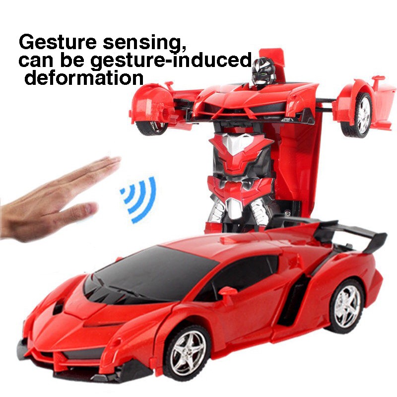 AIOJY 1:18 USB Charging Model Gesture Sensing ABS Transformer Car Gift Electric Deformed Wireless RC Remote Control Car Autobots Stunt Vehicle Toy 