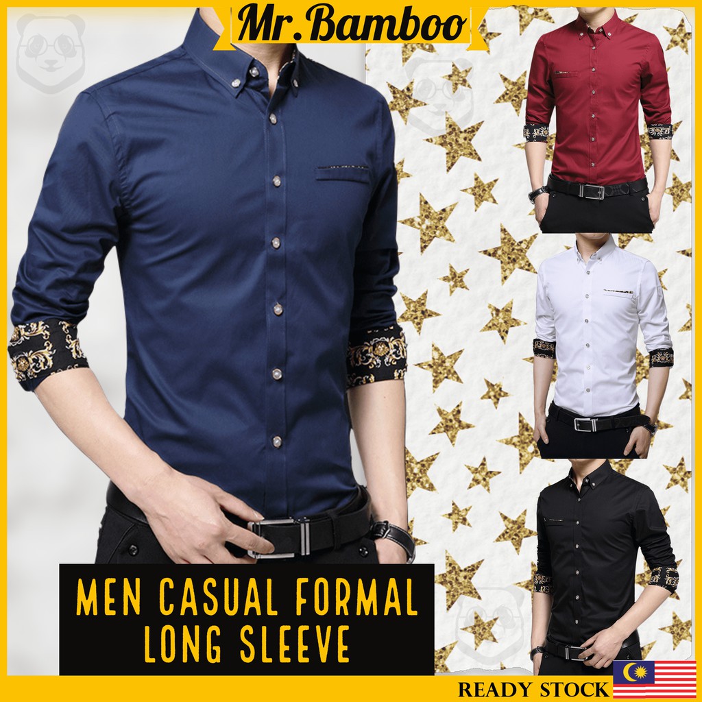 Buy M Sia Ready Stock Men Business Shirt Long Sleeve Formal Office Shirt Top Buttoned Shirt Baju Kemeja Lelaki Working Fs05 Seetracker Malaysia
