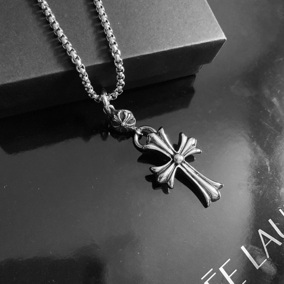 Chrome Hearts S925 Sterling Silver Diamond Double Cross Pendant Necklace Men And Women Simple Crock Shopee Malaysia