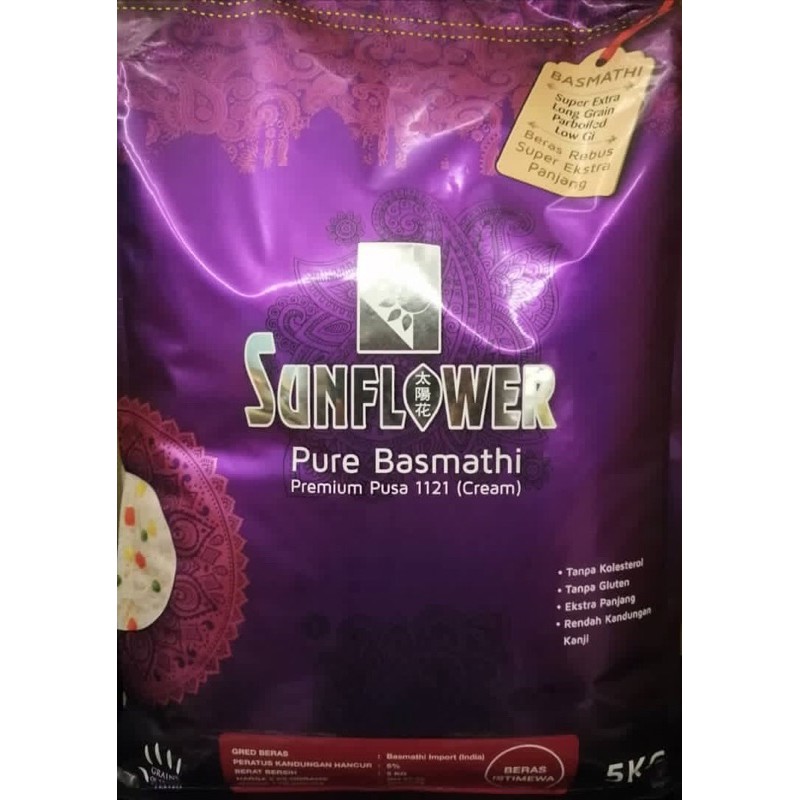 Buy Ready Stock Sunflower Pure Basmathi Queen Beras Basmathi Sunflower Growing Basmathi 5kg Seetracker Malaysia
