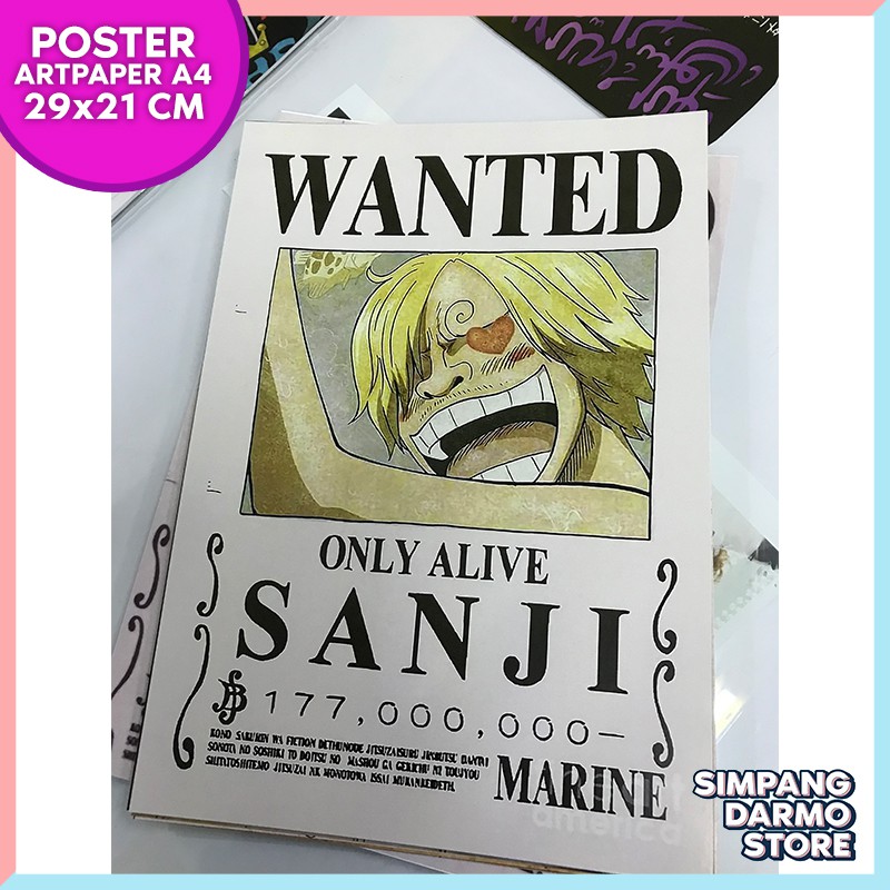 Straw Hat S Sanji Wanted Bounty One Piece Fugitive Poster Shopee Malaysia