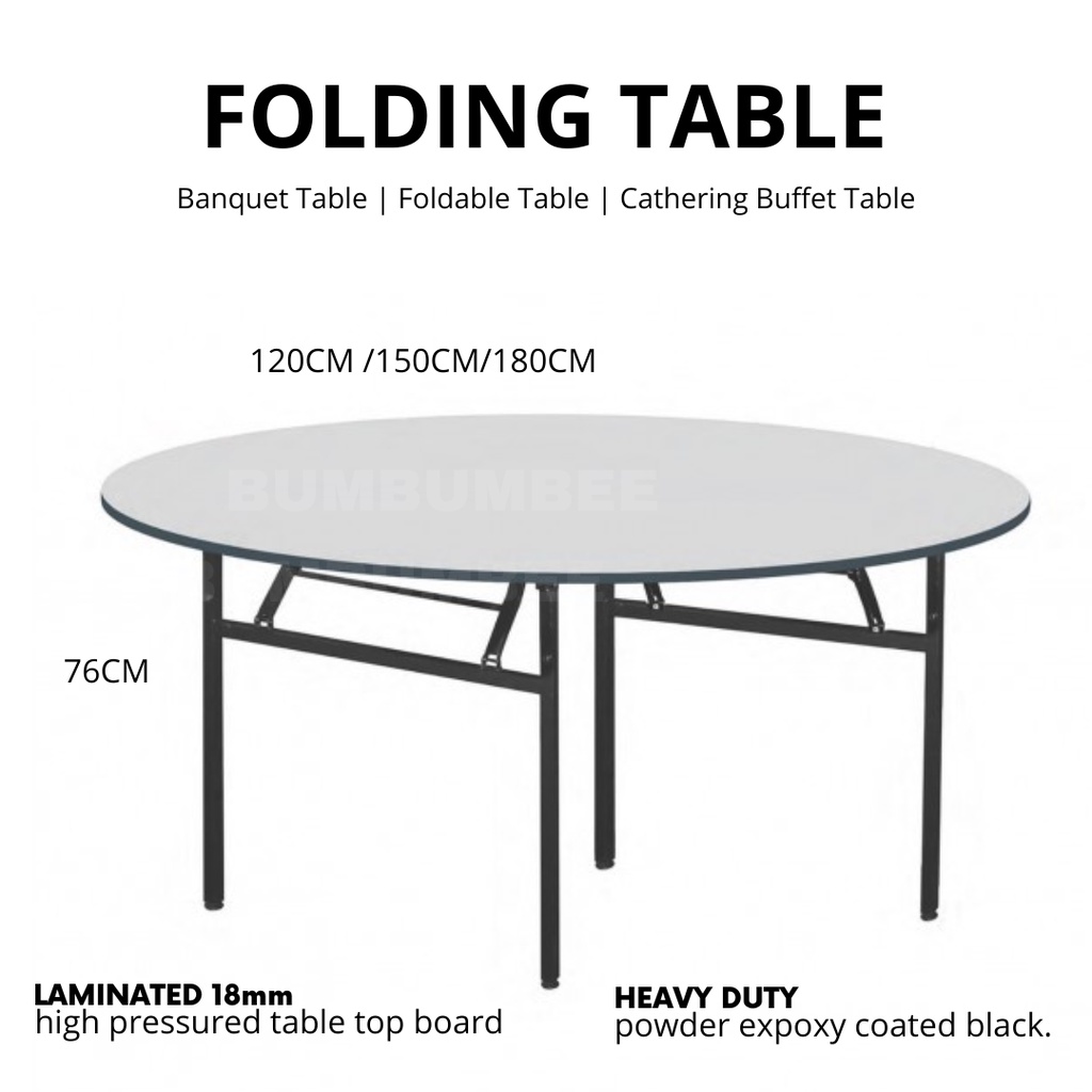 Foldable Round Table Round Banquet Table 4ft/5ft/6ft Round Folding