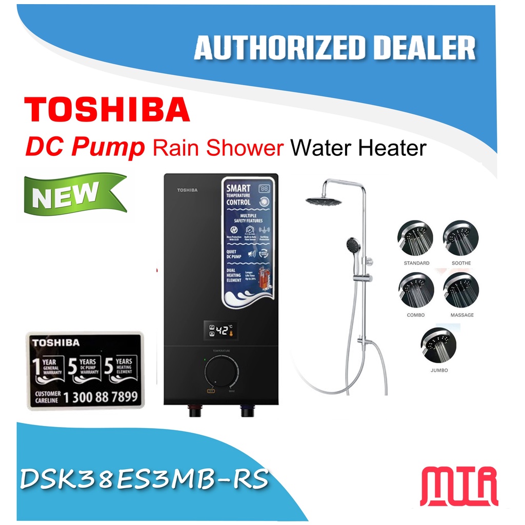Offer MUSIM HUJIAN FCFS ** Toshiba DSK38ES3MB-RS Water Heater (with DC Pump  + rain shower) And DSK38S3MW with DCpump | Shopee Malaysia