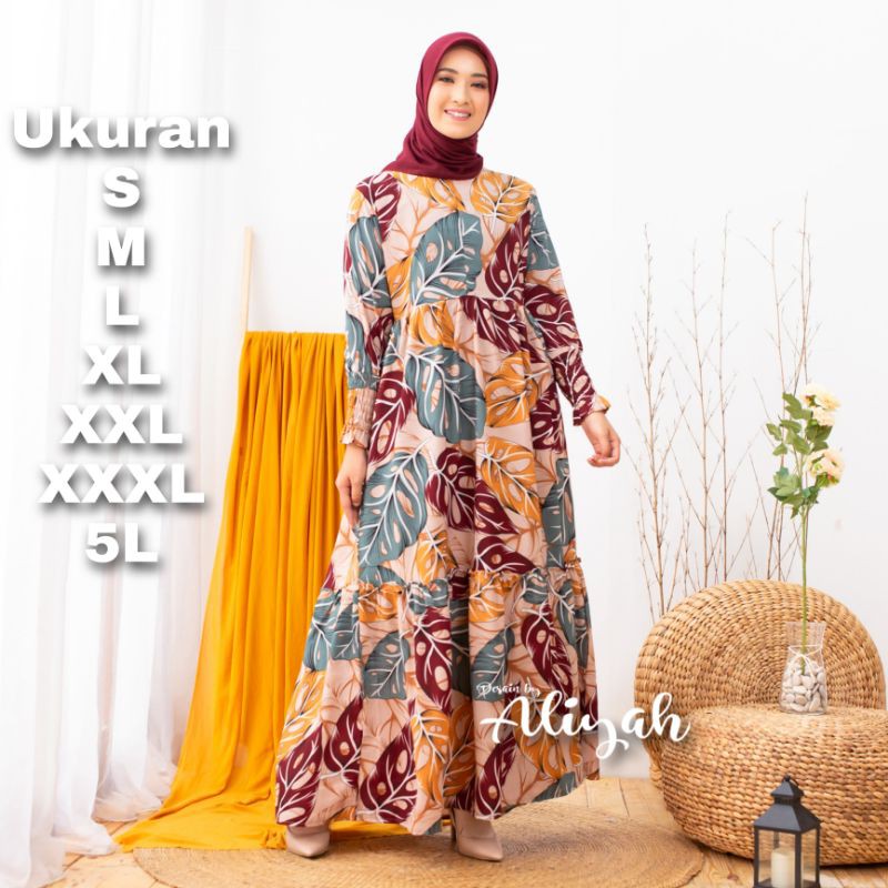 Zulfa Dress Jumbo - Size S M L XL XXL XXXL 5L - Baju Gamis Janda Bolong Big Size