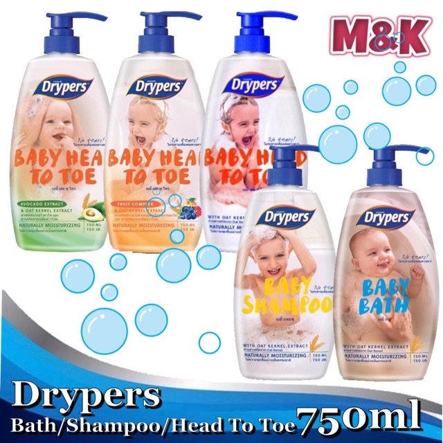 Drypers Baby Bath/Shampoo/Head To Toe 700ml Shopee Malaysia