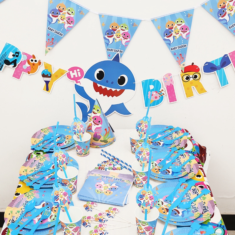 Baby Shark Theme Party Decoration Supplies Kids Happy Birthday Decorations Set Shopee Malaysia