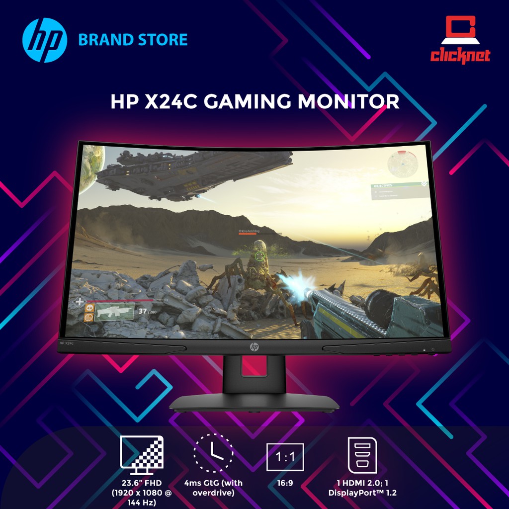 HP X24c 23.6" Gaming Curved Monitor (4ms 144Hz FHD VA Panel 1500R Free